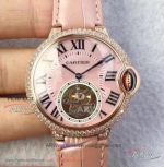 TF Factory Cartier Ballon Bleu De Tourbillon Rose Gold Diamond Bezel Pink Dial 39mm Automatic Watch